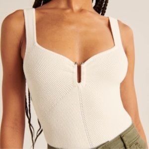 Abercrombie Bare Hardware Bodysuit Sweater ribbed material White XXS